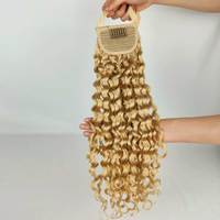 Extensions de Cheveux Humains Queue de Cheval Afro Crépue Bouclée à Cordon pour Femmes Noires, Perruque en Cheveux Naturels Vierge à Enrouler
