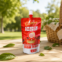 Pochette souple personnalisée de qualité alimentaire avec bec verseur pour base de soupe, sachet stand-up pour sauce de fondue chinoise, emballage de soupe liquide avec bouchon à vis