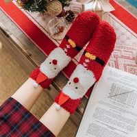 Chaussettes en polaire corail pour femmes, automne-hiver, nouvelles chaussettes épaisses, chaussettes de sol à motif floral, chaussettes antibactériennes tridimensionnelles