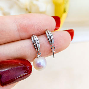 S925 <b>Silver</b> DIY <b>Pearl</b> Accessories Empty Stand for Personalized <b>Earrings</b> with 7-10mm Beads 20976 Jewelry Accessory - Product Image 3
