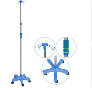 Muebles de Hospital Personalizados, Soporte de Acero Inoxidable Ajustable y Removible para Transfusión de Sangre, Soporte para Goteo Intravenoso con 5 Ruedas con Freno - Product Image 1