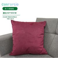 Cojín de terciopelo holandés color rojo vino de 50*50 cm con relleno de poliéster, China