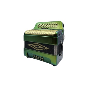 SEASOUND Accordéon Diatonique Professionnel OEM 34 Boutons <span class=keywords><strong>12</strong></span> <span class=keywords><strong>Basses</strong></span> 3 Registers JB3412C Corps Orange Vert Bois Portable Grille Dorée - Product Image 5