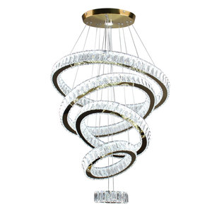 Lámpara de Araña Moderna de Lujo con 5 Anillos de Cristal K9, <span class=keywords><strong>Luz</strong></span> Blanca Cálida para Sala de Estar, Fácil Instalación - Product Image 2