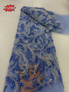 <span class=keywords><strong>Nueva</strong></span> colección, la tela francesa más expansiva, tela de lentejuelas con cuentas bordadas de lujo, encaje de red hecho a mano africano <span class=keywords><strong>2023</strong></span> para boda - Product Image 4