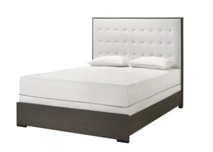 1pc Modern Adjustable Convertible Full <b>Size</b> Panel <b>Bed</b> Button Tufted Headboard Wood Upholstery Diamond Crystal Frame White Cream - Product Image 4