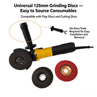 Meuleuse d'angle ultra-plat 125 mm à vitesse variable, moteur sans balais, tête d'engrenage fine pour le débavurage du métal et le meulage de moules