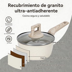 Juego de Ollas y Sartenes Modernas de Cerámica con Revestimiento de Mármol, Tapas de Vidrio, Asas de Baquelita, Antiadherentes, de Aluminio, Aptas para Gas e Inducción, Resistentes al Horno - Product Image 4