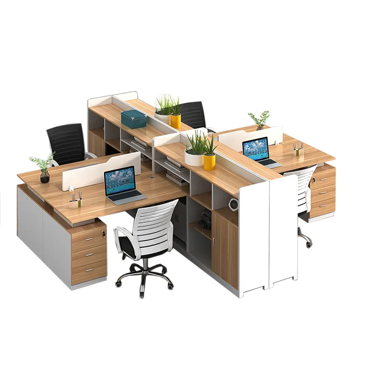Modern tasarım modüler ofis iş istasyonu 4 kişi için standart boyut ofis masası