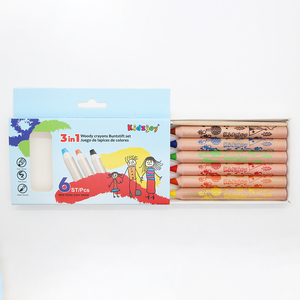 3 IN 1 crayon en bois jumbo crayon de couleur boisé polyvalent soluble dans l'eau aquarelle pastel <span class=keywords><strong>crayons</strong></span> de cire - Product Image 3