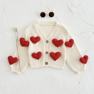 Bébé filles automne hiver à manches longues 100% coton pull respirant <span class=keywords><strong>Cardigan</strong></span> veste nouveau-né amour doux - Product Image 2