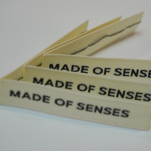 100% biologisch katoenen geweven <span class=keywords><strong>labels</strong></span>, milieuvriendelijk merklogo, kleding, houten shuttle geweven label - Product Image 5