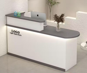 Mostradores de Madera para Caja, Diseño Personalizado de Lujo, Mostrador de Caja con LED para Salón, Barbería, Tienda, Recepción - Product Image 4