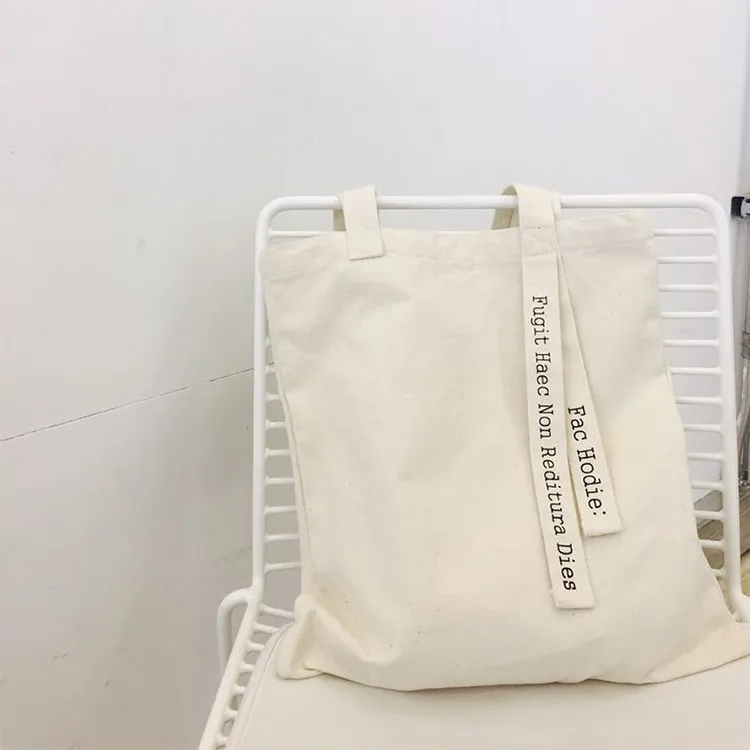 Bolsa de ombro personalizada, bolsa de sacola de algodão com estampa de tamanho duplo 12oz