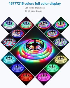 ไฟ LED แถบ COB พิกเซล Smart WiFi RGB 24V ควบคุมผ่านแอพ รองรับ <span class=keywords><strong>Alexa</strong></span> และ Google Home ซิงค์เพลงได้ ไม่มีเสียงดังรบกวน เหมาะสำหรับห้องนอน ทีวี แสงไฟสร้างบรรยากาศ - Product Image 4