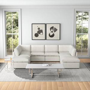 مجموعة أرائك جميلة قرنفلية وردية ناعمة للغاية من الأثاث مجموعة أرائك مقطعية وحدات أثاث - Product Image 6