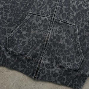 Sudadera con capucha negra personalizada <span class=keywords><strong>de</strong></span> diseñador con estampado <span class=keywords><strong>de</strong></span> leopardo, <span class=keywords><strong>de</strong></span> felpa francesa <span class=keywords><strong>de</strong></span> alto gramaje, estilo urbano, oversize, con cremallera para <span class=keywords><strong>hombre</strong></span> - Product Image 4