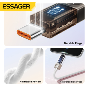 Essager ES-X76 LED kỹ thuật số 1m 2m 7A PD 100W Điện thoại di động USB sạc cáp sạc đầy đủ USB A để USB C cáp với hộp - Product Image 5