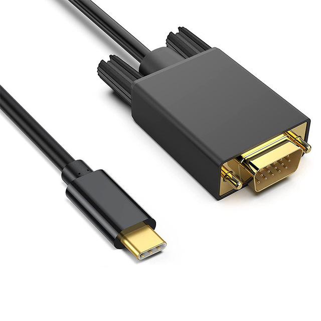 Wholesale 1.8M Type-C to VGA Gold Plated Braid Shielded Cable HD USB3.1 Male Male Converter 1080P for Desktop/Laptop PVC Jacket