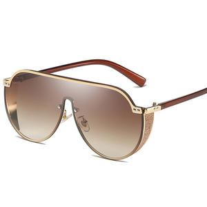 Gafas de Sol de Moda 2021 para Hombre, Estilo Vintage, con Lentes Degradados Brillantes, Gafas de Sol Grandes de Metal con Lentes Degradados UV400 para Mujer - Product Image 1