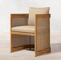 Ensemble de salle à manger en bois massif de teck pour jardin et cour, fauteuil et chaise d'appoint en bois