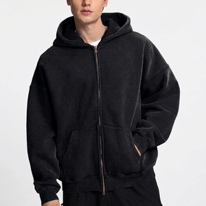 Sweat-shirt à capuche en polaire noir, coupe classique, couleur unie, vêtement décontracté pour adultes, saison hivernale, brodé, respirant - Product Image 1