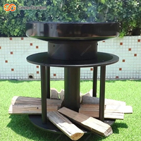 Barbecue moderne haut de gamme en acier Corten noir avec foyer et rangement pour bûches, certifié CE, allumage automatique, revêtement poudré, toutes saisons