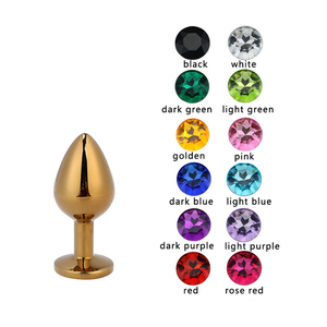 Lootee LHD-GS007m Brinquedos Sexuais Anais Baratos Dilatador Pequeno Plug Anal de Cristal para Casais em Promoção Plug Anal de Metal com Joia em Ouro Rosê - Product Image 2