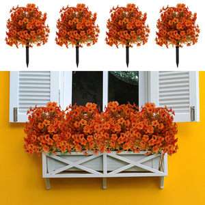 Ramo de Flores Artificiales Naranjas de Plástico y Seda para Decoración de Jardín, Plantas Decorativas para Exteriores, Flores para Decoración del Hogar y Accesorios para Bodas - Product Image 1