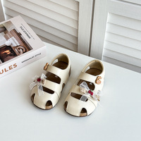 Sandales à la cheville pour filles {Tailles 1626} – Nouvelle collection été 2026 – Respirantes, fermeture Velcro, nœud papillon, chaussures princesse à bout fermé en microfibre