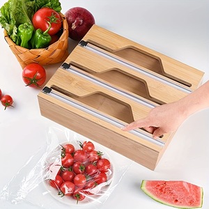 Cortador de plástico de bambú para bolsas autosellables, cajas de madera, corte de papel de aluminio, almacenamiento de frijoles en recipientes de bambú, plástico - Product Image 1