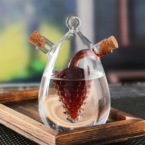 Distributeur d'huile <span class=keywords><strong>et</strong></span> <span class=keywords><strong>de</strong></span> vinaigre 2-en-1 en verre fait main Jinbaijia, créatif, à double paroi, avec bouchon en liège pour la cuisine - Product Image 5