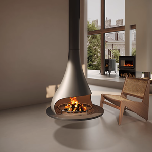Caminetto Circolare Sospeso di Lusso <span class=keywords><strong>a</strong></span> <span class=keywords><strong>Legna</strong></span> con Fiamma Reale. Ideale per Ville, Hotel, Bed & Breakfast e Abitazioni, <span class=keywords><strong>a</strong></span> Fiamma Libera e Senza Fumo - Product Image 4