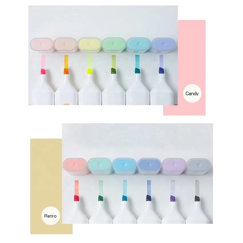12 colors jumbo retro and candy color highlighter marker pen with super soft 4mm chisel tip for school stationery supplies