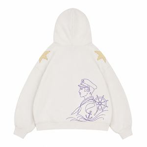OEM Heavyweight Boxy Zip Hoodie Vintage Graphic Print Design Full Zip Oversized Streetwear Logo High Quality Men Hoodie - Product Image 2