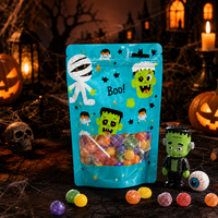 Sachets Doypack refermables avec fenêtre transparente et fermeture zip, pour bonbons, biscuits et snacks, emballage plastique en gros