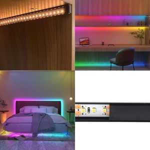 Lot de 6 bandes lumineuses LED en forme de <span class=keywords><strong>U</strong></span> de 30 cm, rail noir, couvercle transparent fumé, bandes lumineuses LED de 15x8 mm, canal en <span class=keywords><strong>aluminium</strong></span>, découpe facile - Product Image 6