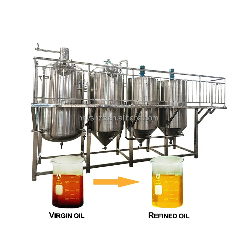 Machine de raffinage du pétrole comestible à petite échelle huile de son de riz brut machine de raffinage chimique machine de raffinage physique de l'huile de palme brute