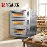 Oven Listrik Komersial 3 Dek 3 Loyang Kontrol Digital Multifungsi Mesin Panggang dan Panggang Roti untuk Penggunaan Bakery, Tepung, Susu, dan Bahan Kue Lainnya