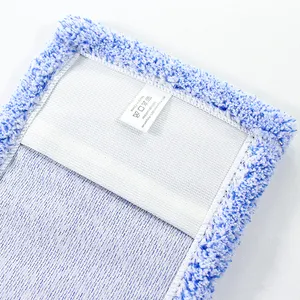 Großhandel neuer individueller nass- und trockenboden wischkopf mit Tasche maschinenwaschbar weiß blau plüsch mikrofaser wischkopf nachfüllen