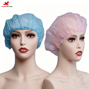 100 unidades/bolsa Gorro desechable de tela no tejida engrosada con malla, transpirable, antipolvo, previene la entrada de partículas, GZ RTS, pedido mixto a granel - Product Image 1