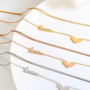 Collar con Colgante de Corazón de Doble Capa en Acero Inoxidable Chapado en Oro de 18K para Mujer, Cadena de Eslabones, Joyería para Clavícula - Product Image 2