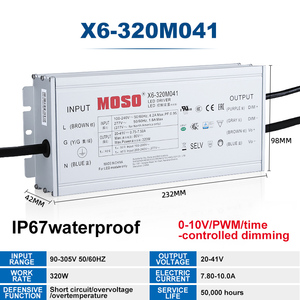 Certificado EAC Moso X6 Series 320W, 2 A, controlador LED para exteriores, 12V, unidad versátil, suministro de energía <span class=keywords><strong>oscura</strong></span> con tasa IP67 - Product Image 6