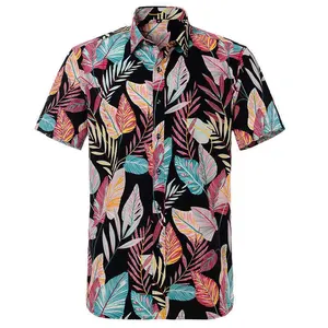 Sustainable Printed Shirt Summer Men's Beach Shirts Mens Camisas Short Sleeve Camisas Organic Poolside Shirt