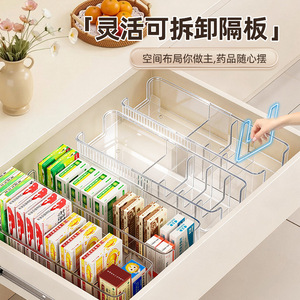 Medicine Storage Box Organizer Transparent With Partitions Family Size Large Capacity Pill Storage Case Drawer Extendable - Product Image 3
