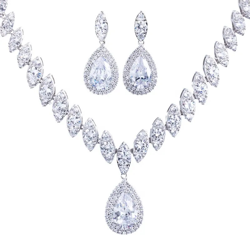 Set di orecchini con collana di zirconi per Grand sposa Set di accessori per abiti da sposa per banchetto