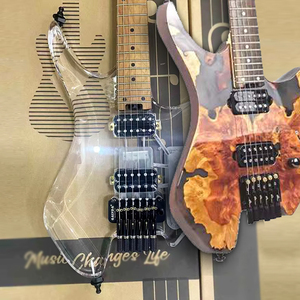 Guitarra Eléctrica GALYDA GLD-860 OEM al por Mayor, Transparente, Cristal, Doble Mecanismo de Cambio, sin Cabeza, Acrílica, Rock, para Directo, Palisandro/Arce H-H - Product Image 1