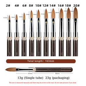 2025 Allemagne Ronde 100 Kolinsky Acrylique Brosse À Ongles Taille 16 Japon Kolinsky Acrylique Brosse À Ongles Art Brosse Lisse pour Ongles OEM/ODM - Product Image 5