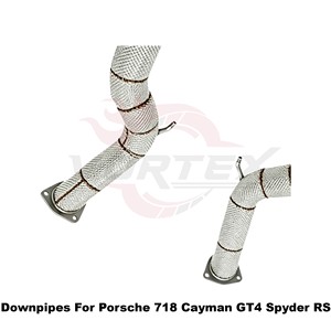ท่อลงสแตนเลสสตีลประสิทธิภาพสูง Vortex สำหรับ Porsche 718 Cayman GT4 Spyder RS พร้อมแผ่นกันความร้อนสำหรับการปรับแต่ง - Product Image 5