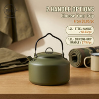 Bouilloire à eau pour le camping en plein air, en acier inoxydable 304, moderne, écologique, légère, durable, 1,2 litres, couleur vert militaire